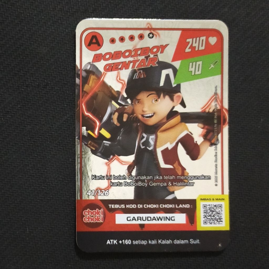 Boboiboy Monsta Galaxy Card Boboiboy Gentar Ver 2 Choki Choki (Silver)
