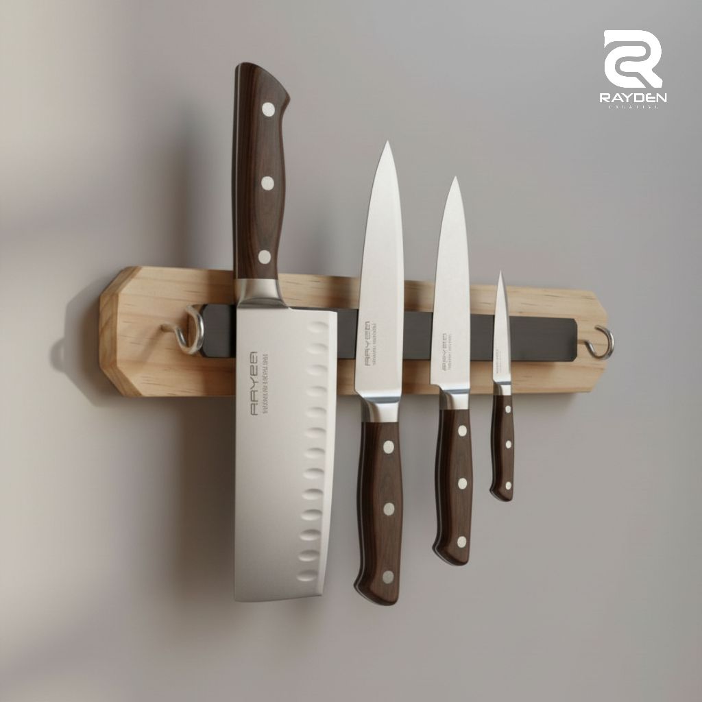 Rak pisau dapur magnetic Gantungan pisau dinding tempel dapur minimalis praktis - knife holder