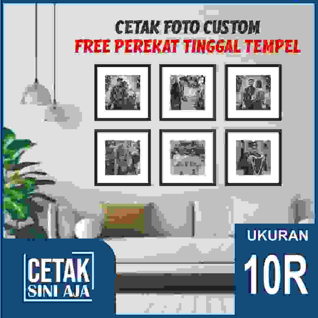 Paket Cetak Foto + Bingkai 30x30cm Figura Dekorasi Ruangan10R Besar Kayu MDF Aesthetic Custom Foto