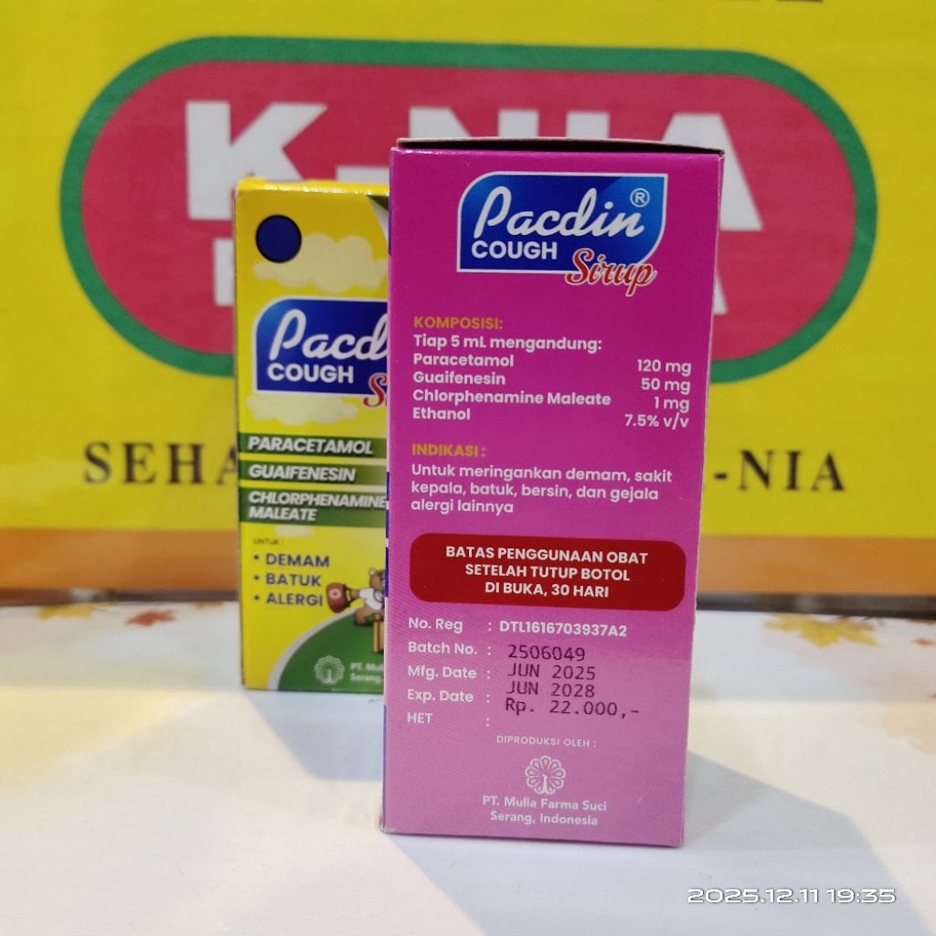 Pacdin cough sirup 60ml obat demam batuk alergi anak