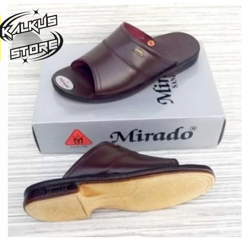 Sandal Pria Mirado Ban Dua Kulit Coklat Hitam