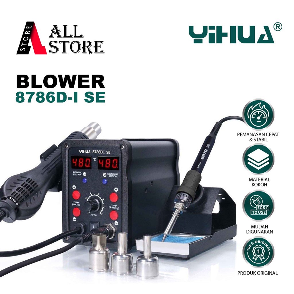 YIHUA 8786D-I SE SOLDER STATION BLOWER ANGIN PANAS ORIGINAL - MESIN HOT AIR YIHUA 8786D-I SE UNTUK S