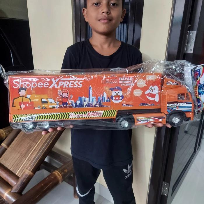 Mainan Truk Kontainer Jumbo Anak Laki Plastik - Mobil Ekspedisi Besar Tuck Fuso Anak