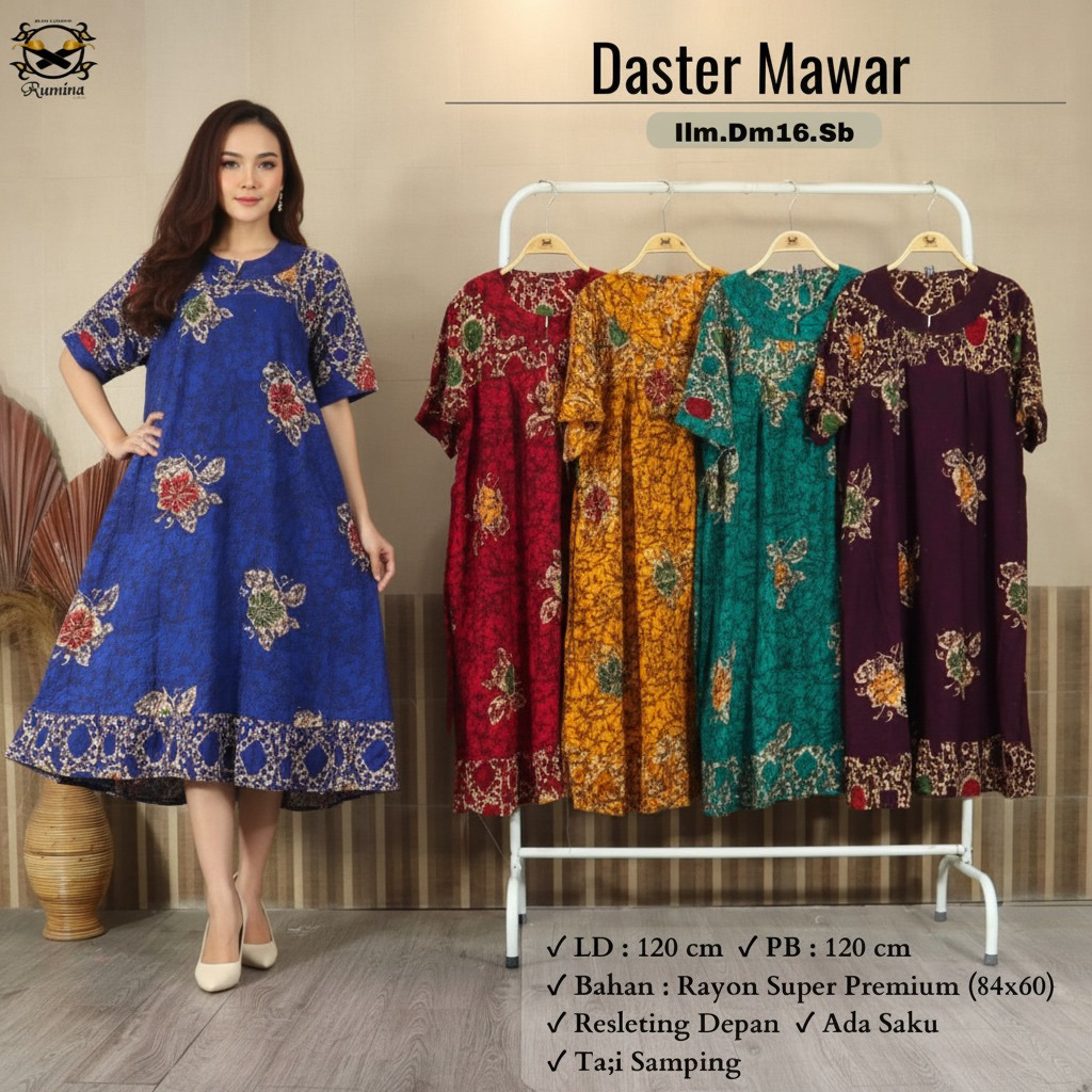 RM ( LD 120 PB 120) READY STOK  Daster MAWAR Daster Premium Rayon Santung Tebal Original Daster Bati