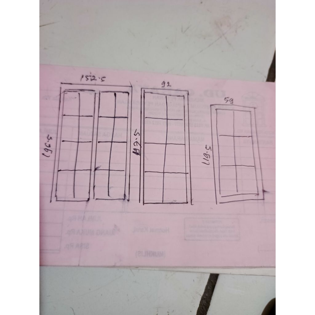 kusen pintu kaca costuman free packing kayu