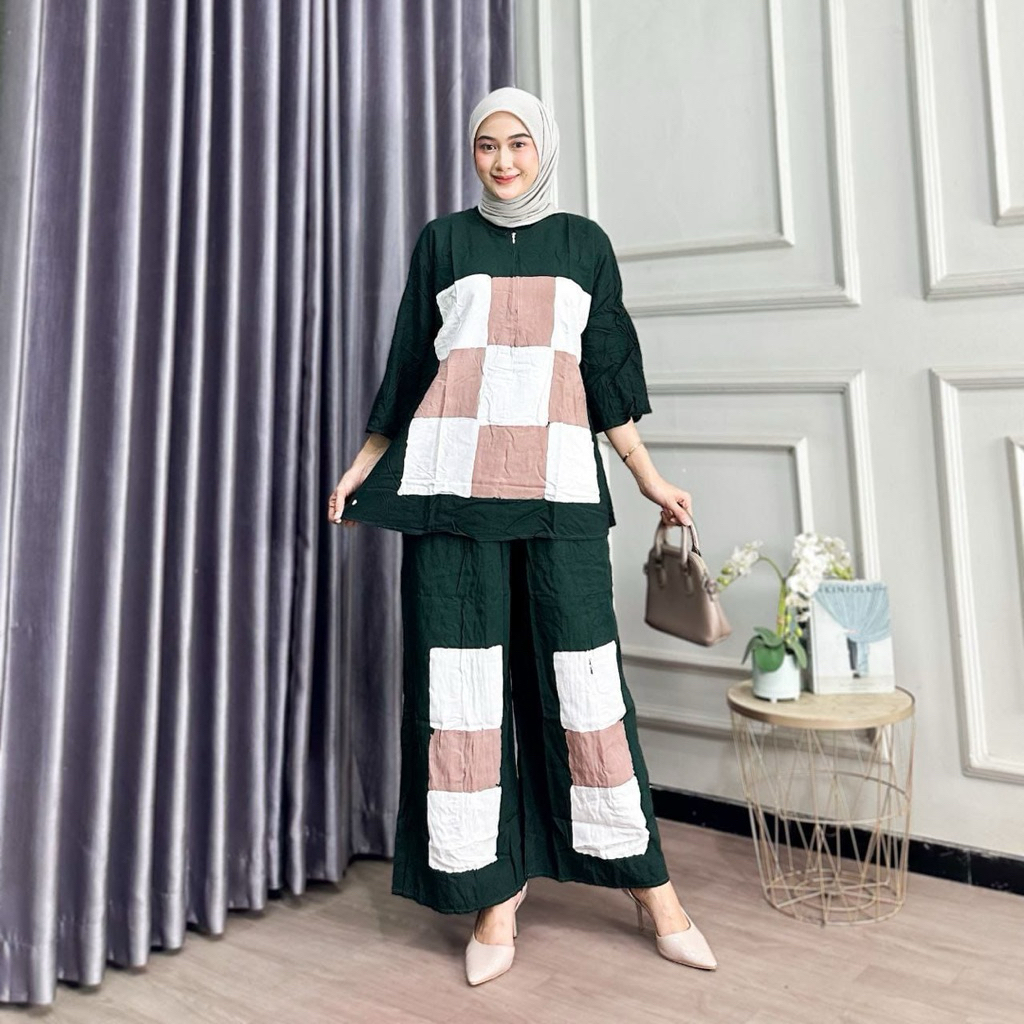 Oneset Kulot Jumbo Premium Abstrak - Samitex Super - Oneset Kulot Jumbo Motif Etnik Modern