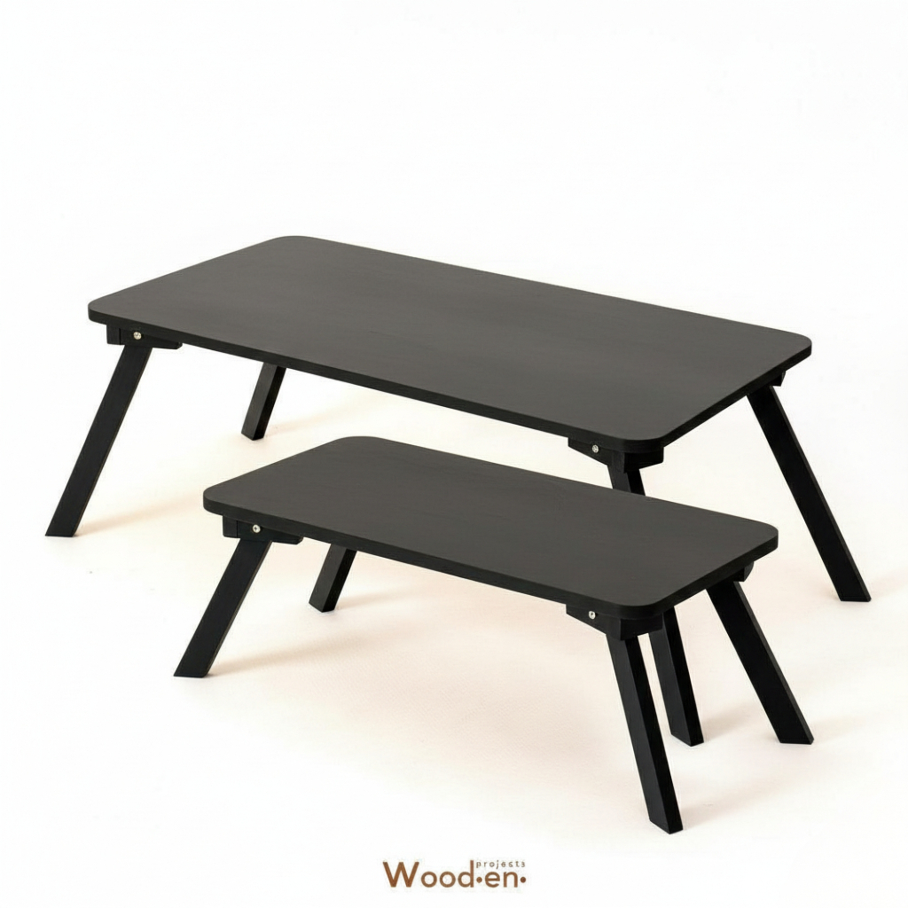 Wooden Projects Meja Lipat Persegi Panjang Laptop Lesehan Portable Makan Tamu Belajar Multifungsi Mi