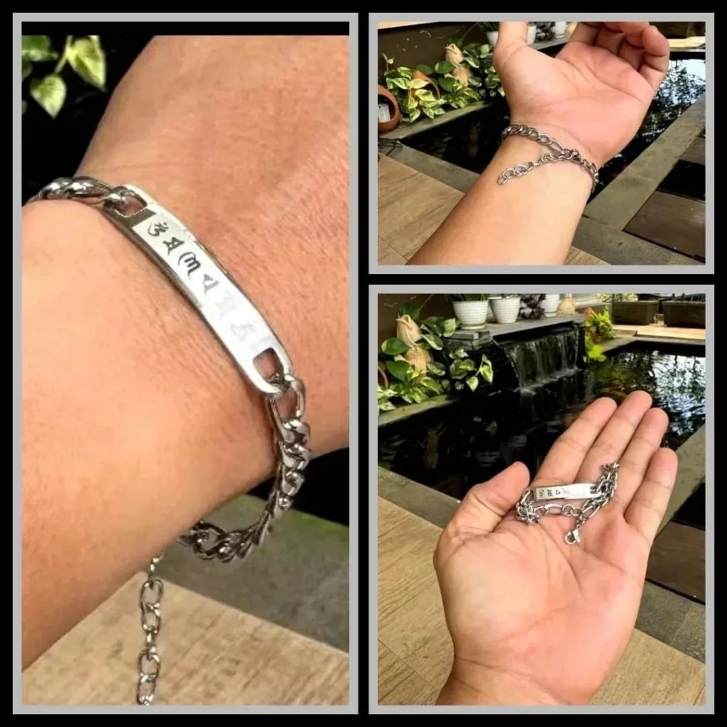 Gelang Titanium Om Mani Padme Hum