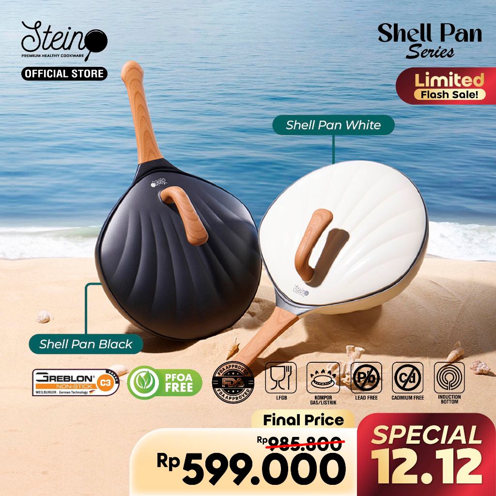 Stein Shell Wok Pan 30cm - Wajan Penggorengan Anti Lengket Lapisan Granit