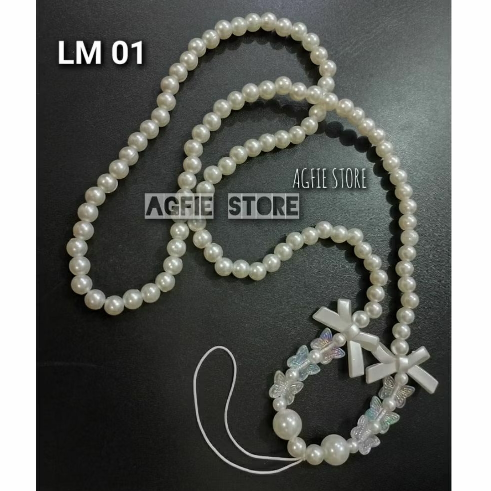 Gantungan HP Tali HP Lanyard HP Selempang HP Gantungan Mutiara Tali HP Hitam