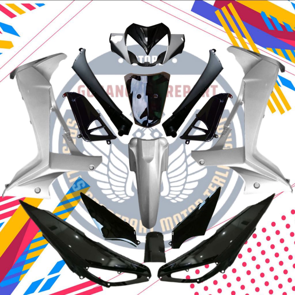 Full bodi supra x 125 New Silver batman 2008-2014, Cover bodi supra x 125 New Double disk silver, Sa