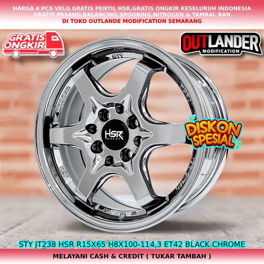 Velg black chrome ring15 velg mobil Veloz| Kijang LGX| Avanza| Livina| dll velg hsr sty R15