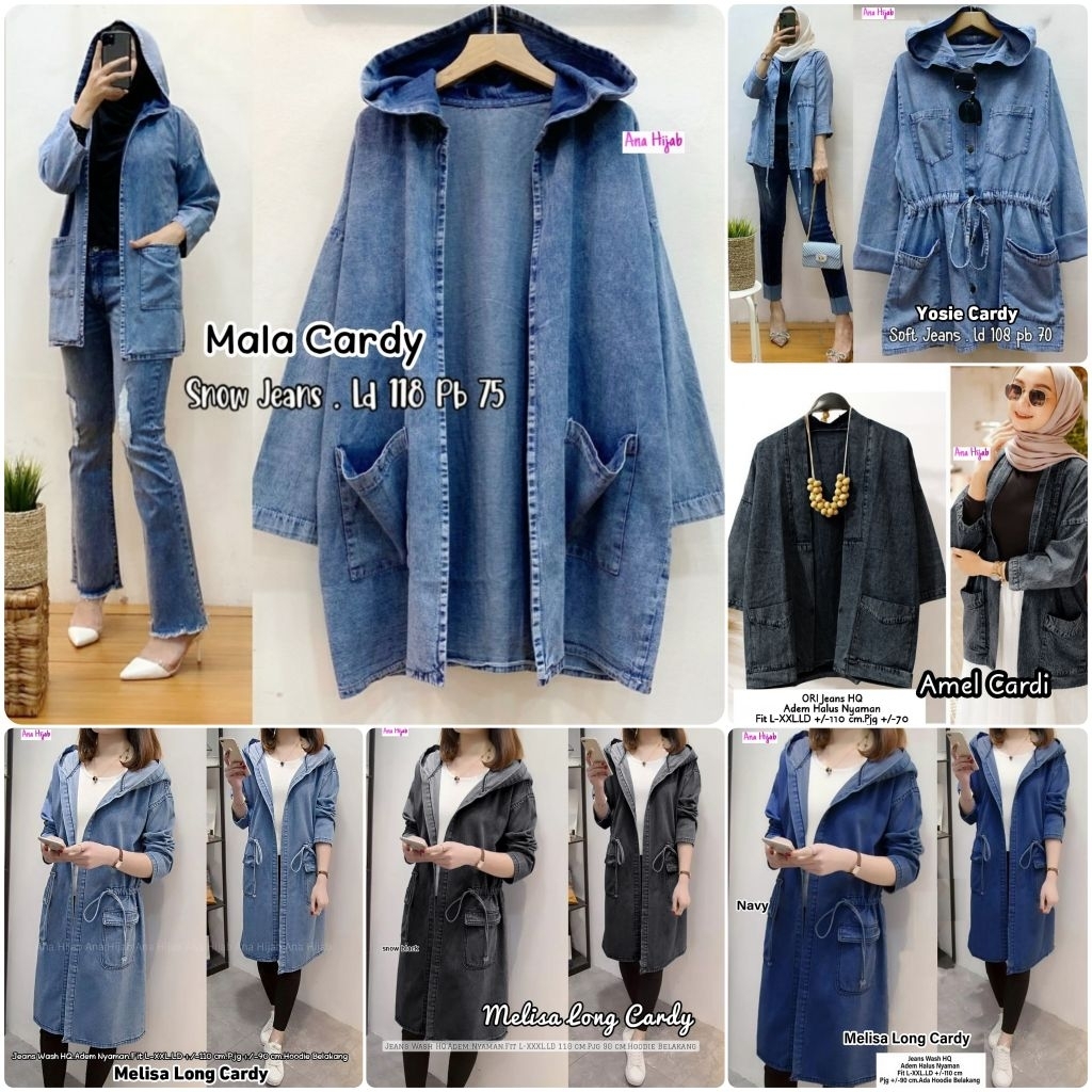 ELIZABETH • MALA • SERINA OUTER BY ZAHARA CARDIGAN HOODIE SOFT DENIM