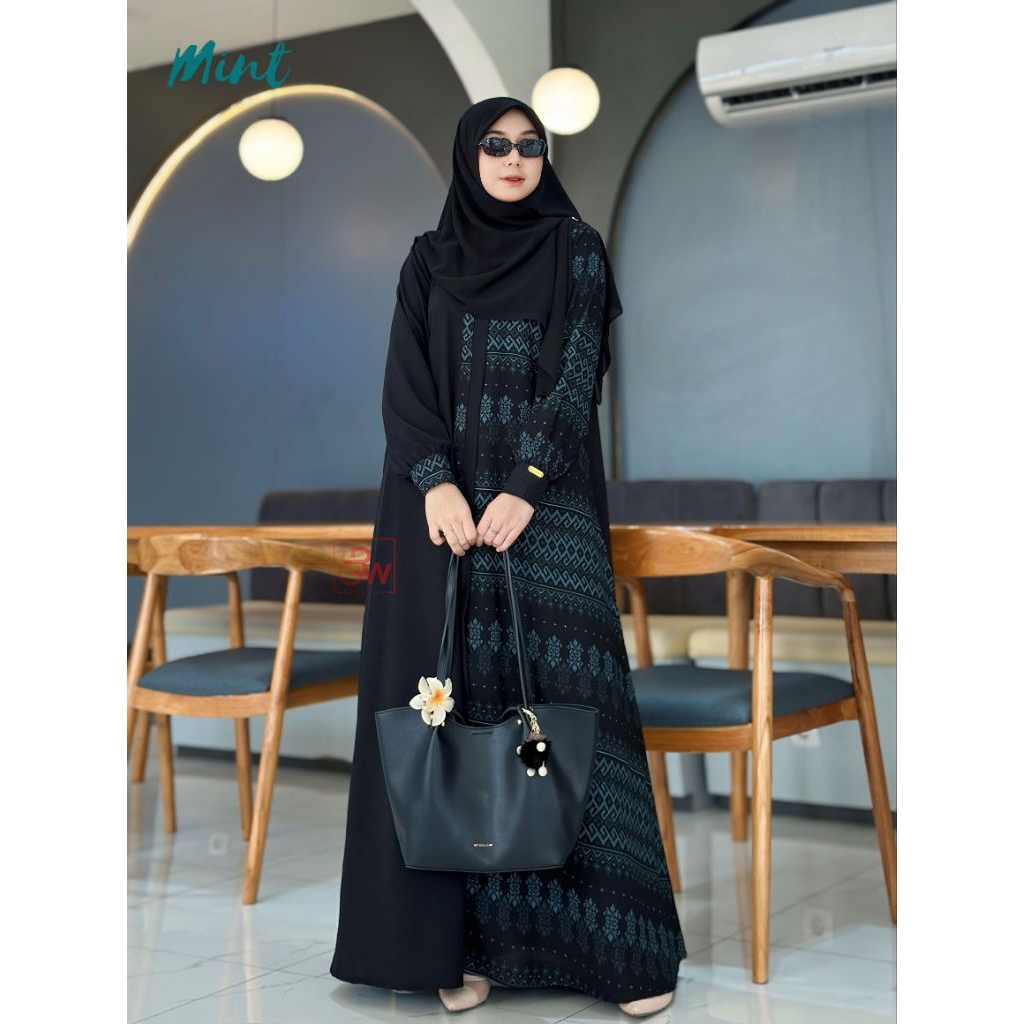 Safiya Abaya Hitam Sabrina x Savana Anti UV || Gamis Wanita Khusus Perhitaman Simple Elegan