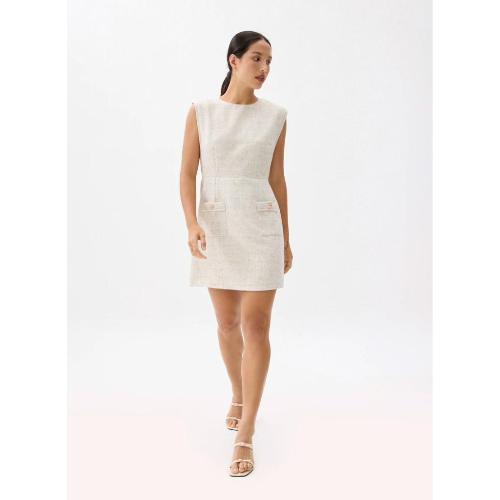 Love Bonito tweed a-line mini dress oat colour