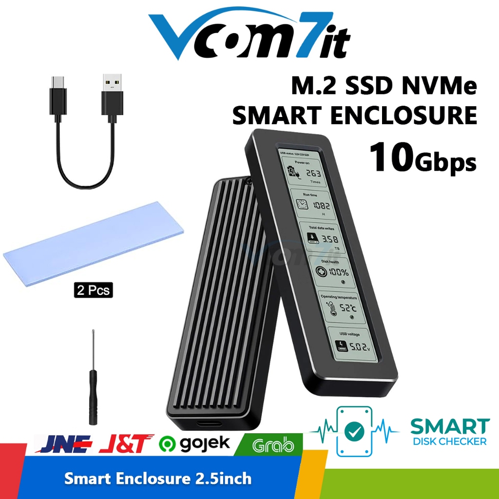 M.2 NVMe SSD Enclosure with Smart Screen Display High-Speed Type-C USB 3.2