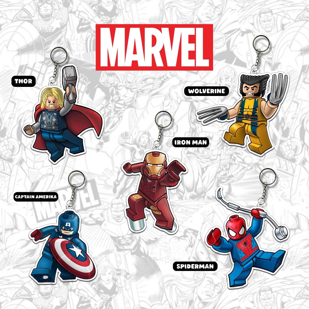 [GANTUNGAN] Marvel Superhero Karakter Lego thor ironman captain amerika spiderman wolverin gantungan