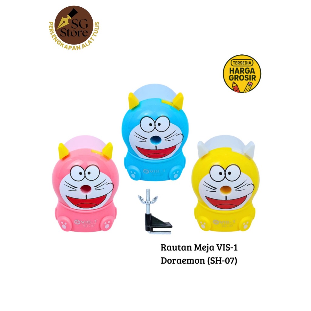 VIS-1 Rautan Meja SH-07 motif Doraemon / Rautan Putar / Serutan Pensil / Rautan Meja Karakter