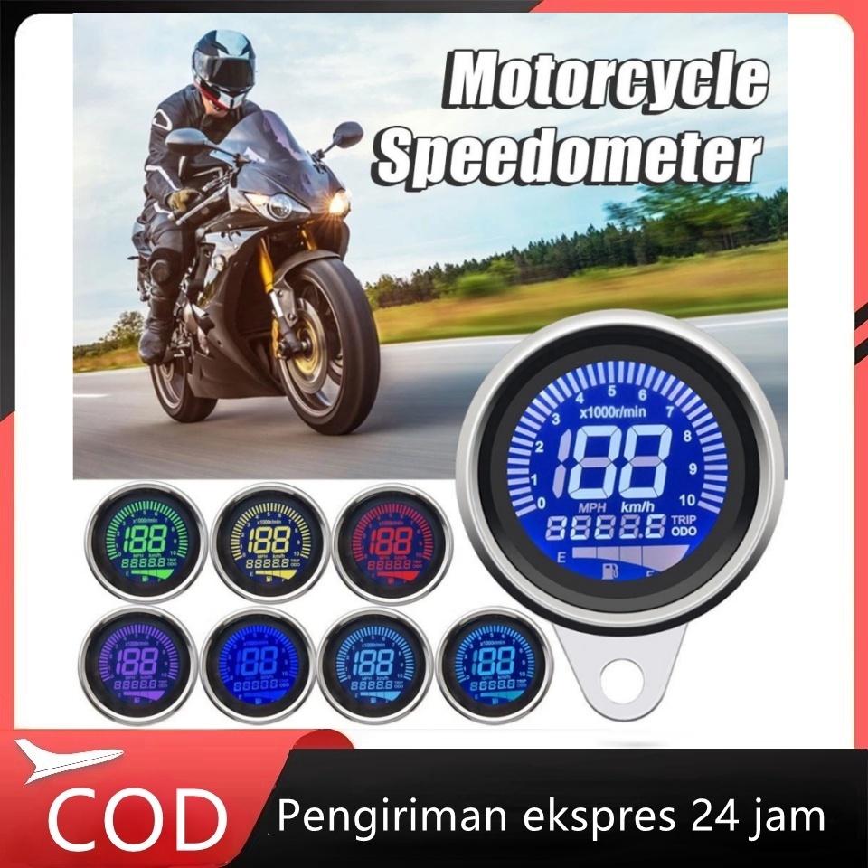 Speedometer digital bulat cb rxking tiger vixion harley jap Universal Speedometer 12V