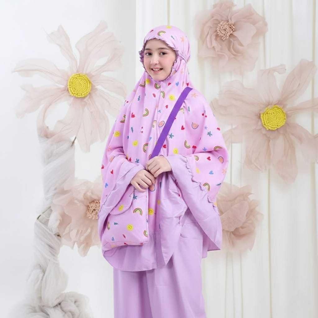 Mukena Anak 8-13 Tahun Quentextil Motif Print Mukena Travel Anak