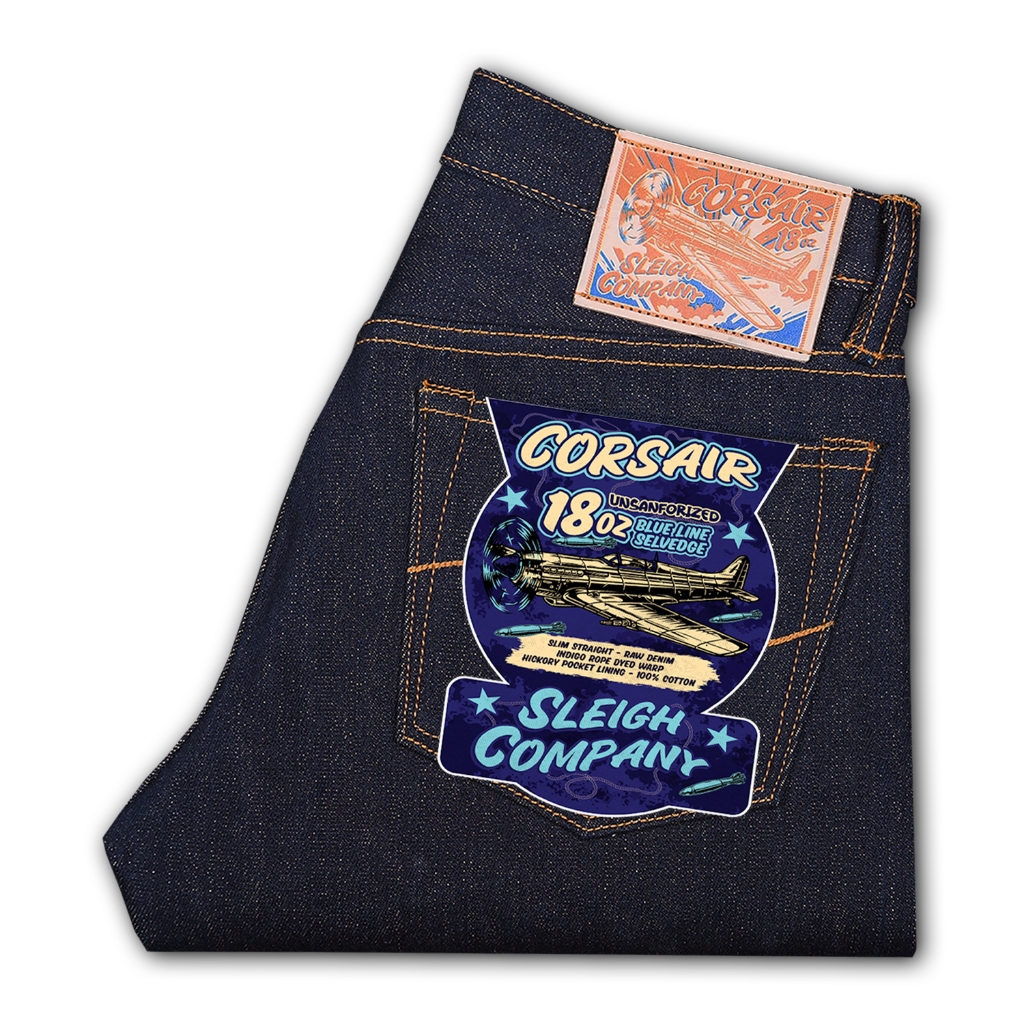 Sleigh & Co - Corsair 18oz Unsanforized - Selvedge Denim - Deep Indigo