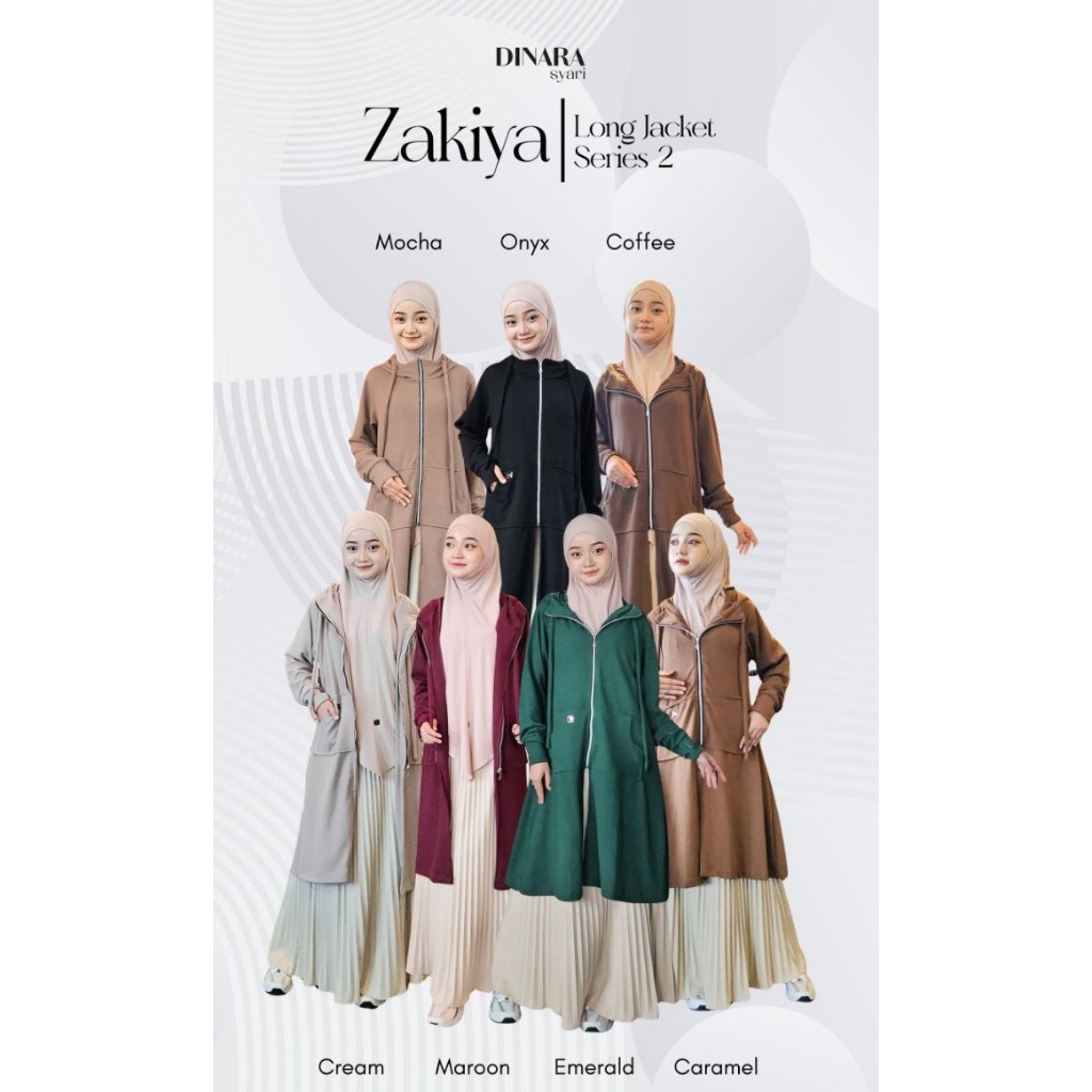 DINARA ZAKIYA LONG JAKET WANITA RESLETING DEPAN