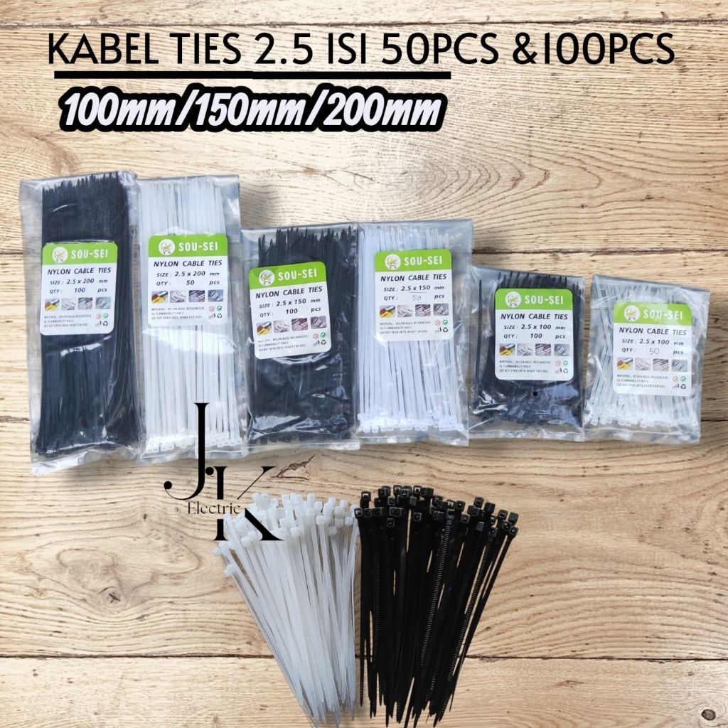 KABEL TIES ISI 50PCS DAN 50PCS MURAH / KABEL TIES SIZE 2.5MM (10cm/15cm/20cm) / KABEL TIES BAHAN TEB