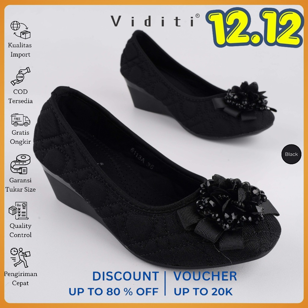 Viditi Elya | Shoes | Sepatu Import Wanita | Kerja | Kuliah | Wedges | Hitam