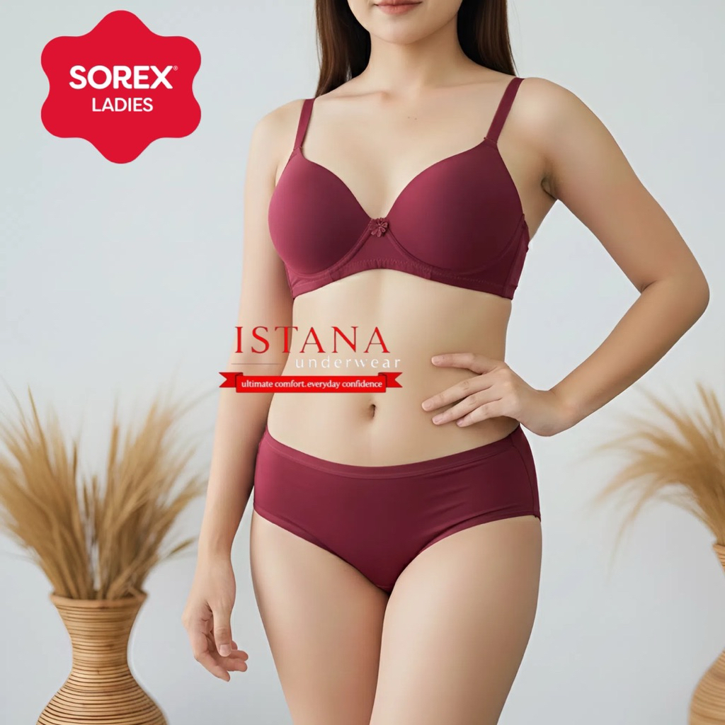Sorex Bra Set Bh setelan Polos Tanpa Kawat Cup A Busa Tipis