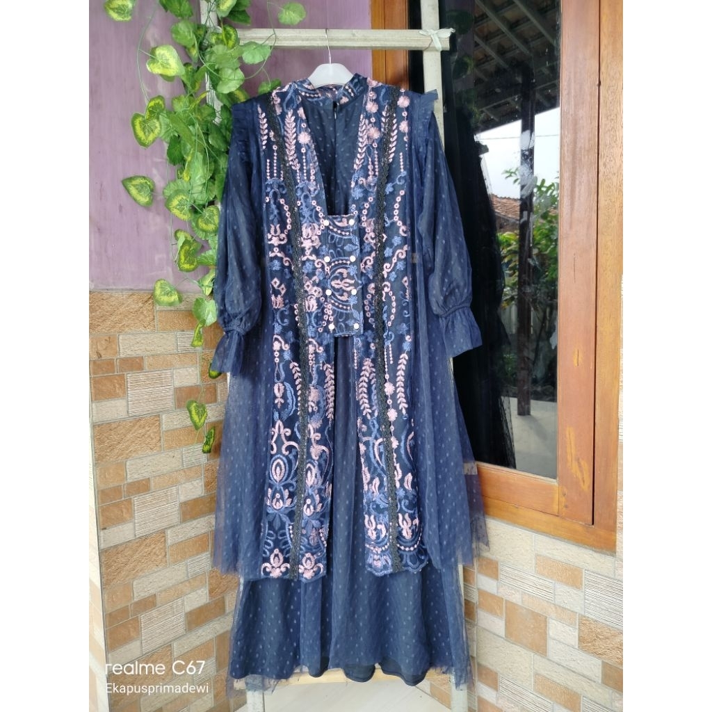 gamis tile brukat inner outer