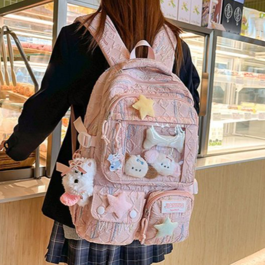 [COD]Tas Sekolah Pink Tas Sekolah Ins Lucu Tas Sekolah SMA Korean Style Tas Sekolah Siswa Berkapasit