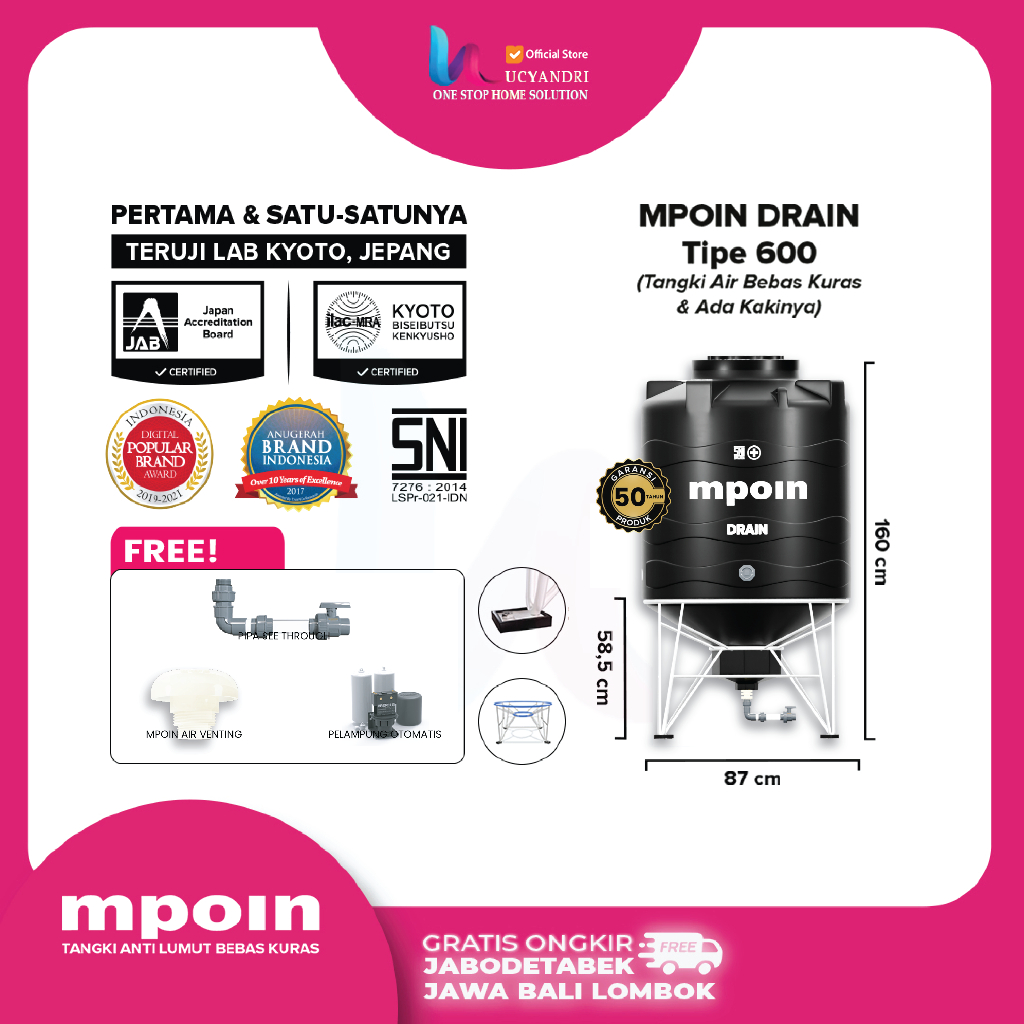 Toren Air 600 L Mpoin 600 Drain Tangki Air Mpoin Plus 550 L Tandon