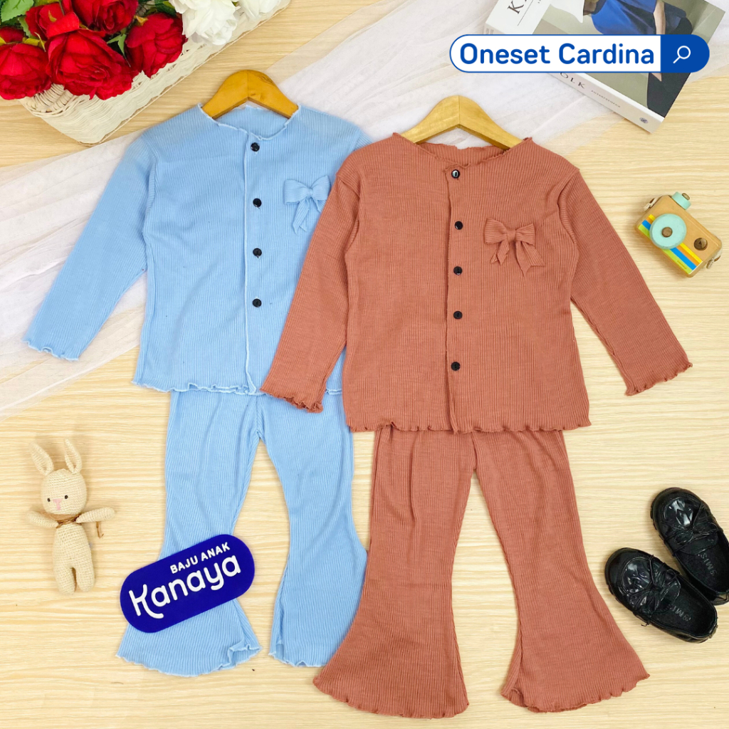 SETELAN CARDINA BAHAN KAOS RIB KNIT ONESET ANAK PEREMPUAN 1-5 TAHUN