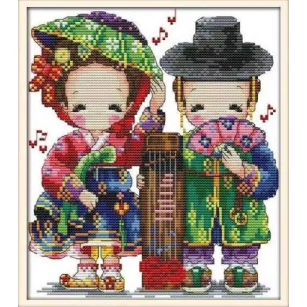 DIY Paket kristik pernikahan korea pasangan wedding pola kain cross stitch kit sulaman jahit dmc nkf