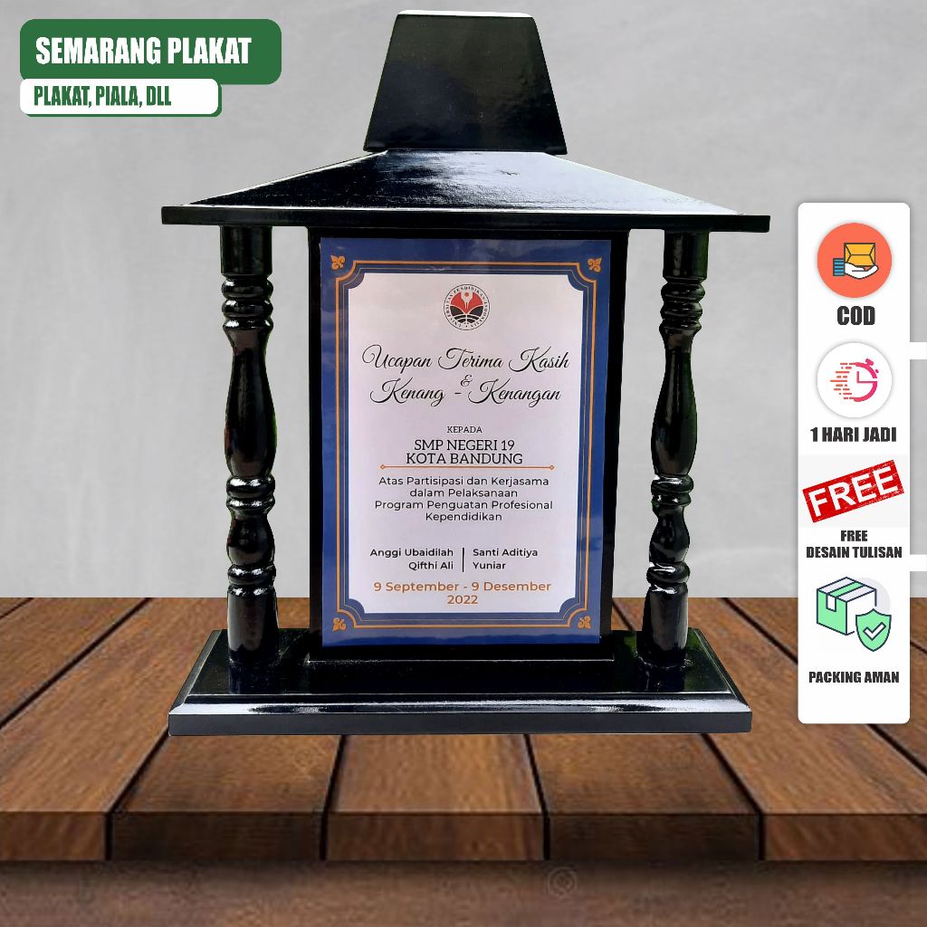 Plakat Kayu Joglo Murah | Kilat 1 Hari Jadi | FREE DESAIN FULL CUSTOM