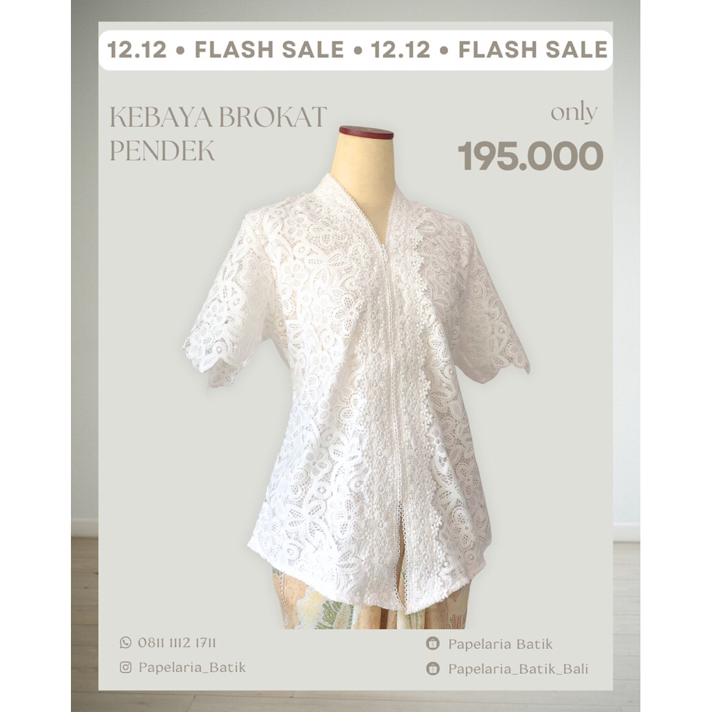 PAPELARIA - Atasan Kebaya Brokat Katun Prada Hitam Putih Wanita Premium