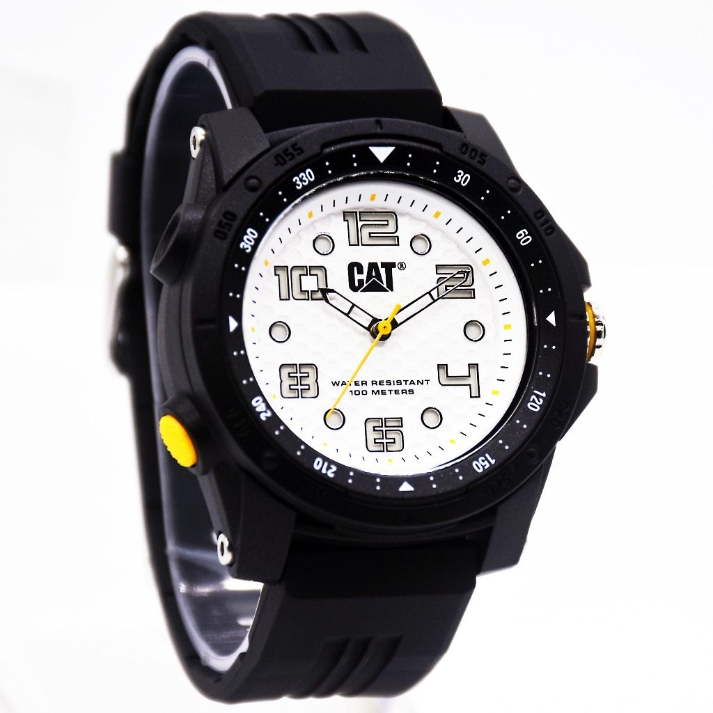 CATERPILLAR LP.160.21.232 Men's Black Dial White Rubber Strap