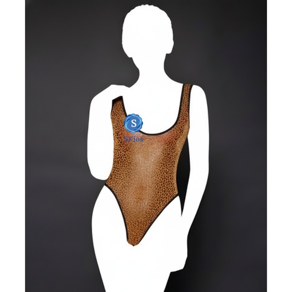 Lingerie Transparan Swimsuit Leopard One Piece Open Crotch L327