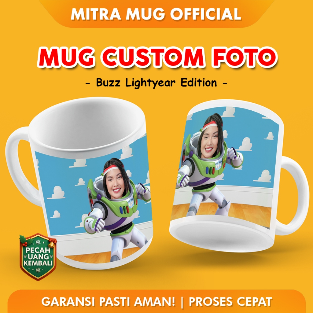 Custom Gelas Mug Foto Muka Hadiah Lucu Unik - Buzz Lightyear Edition