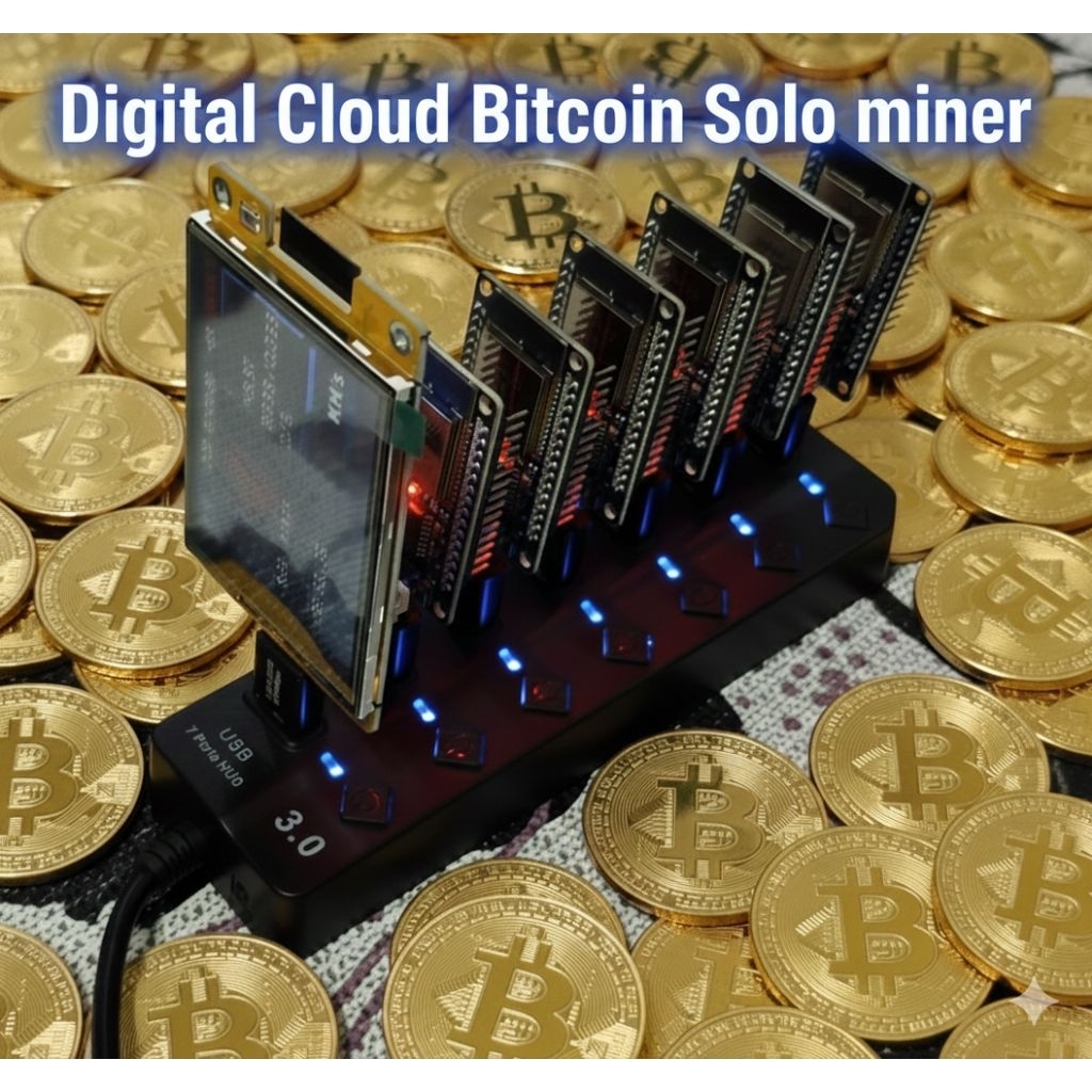 Bitcoin Solo Miner 7x1800 KH/s USB HUB new Version Jan. 2026