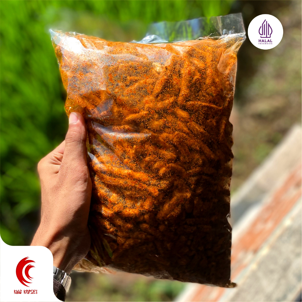 BASRENG PEDAS 1kg Daun Jeruk | King Kripset | Basreng Cemilan Kering Kriuk Renyah