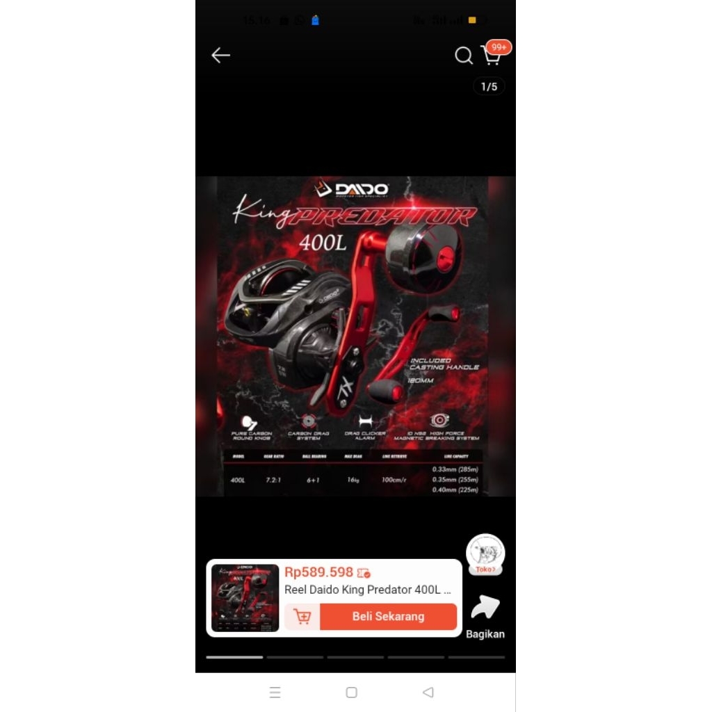 Reel BC Daido King Predator SW 400XL