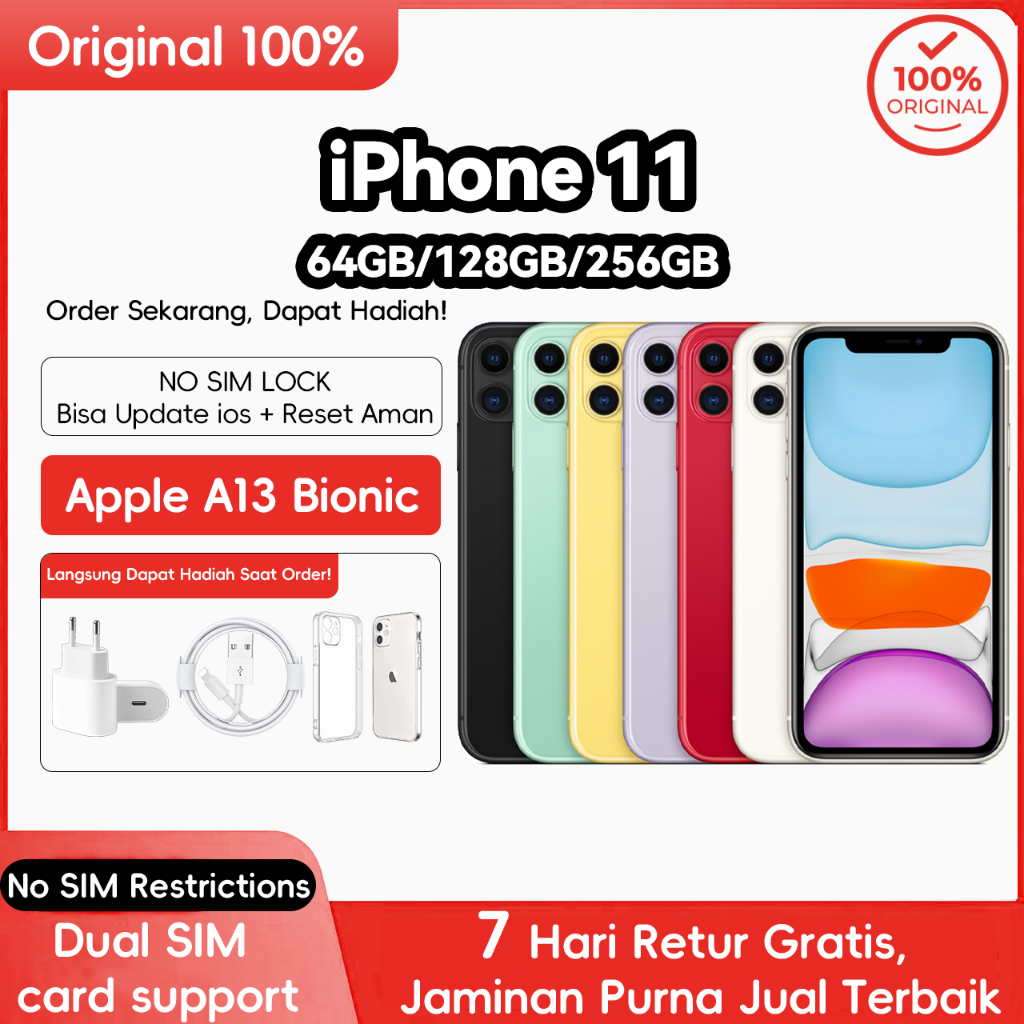 iPhone 11 Second Original iP 11 Inter 64GB 128GB 256GB Mulus Seperti Baru Dan Lancar Jaya Mulus Norm