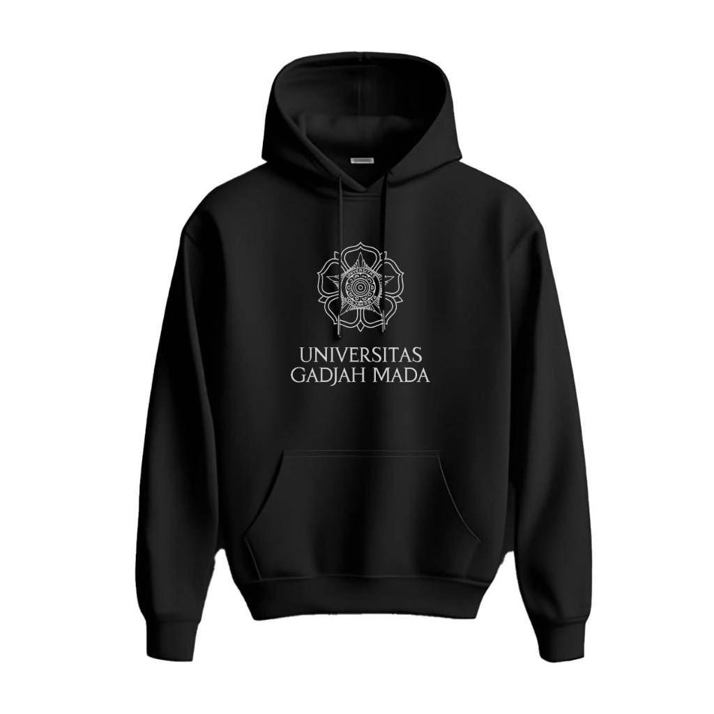 Hoodie UGM Universitas Gadjah Mada Unisex Sweater Fleece Black Hitam Cloth