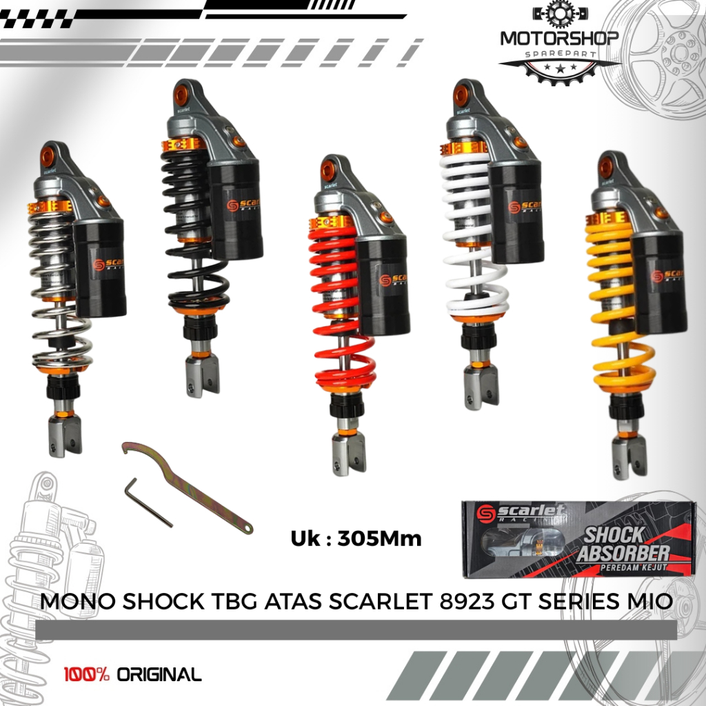 MONO SHOCK TABUNG ATAS " SCARLET RACING " 8923 GT SERIES MIO 305 Mm MONOSHOCK