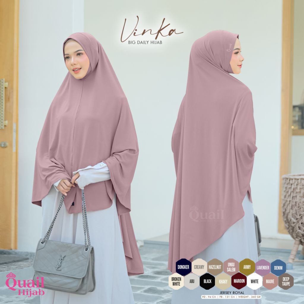 Jilbab Instan Bergo Jumbo Jersey VINKA Original Quail Hijab