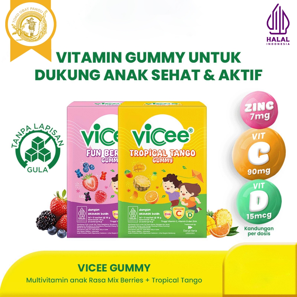 Vicee Gummy (1 Sachet) / Vitamin C D Zinc daya tahan tubuh anak