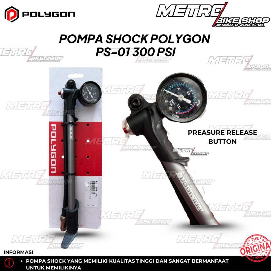 Pompa Shock Sepeda PS-01 300 psi Pompa skok Polygon Pompa skok angin Pompa fork angin Polygon