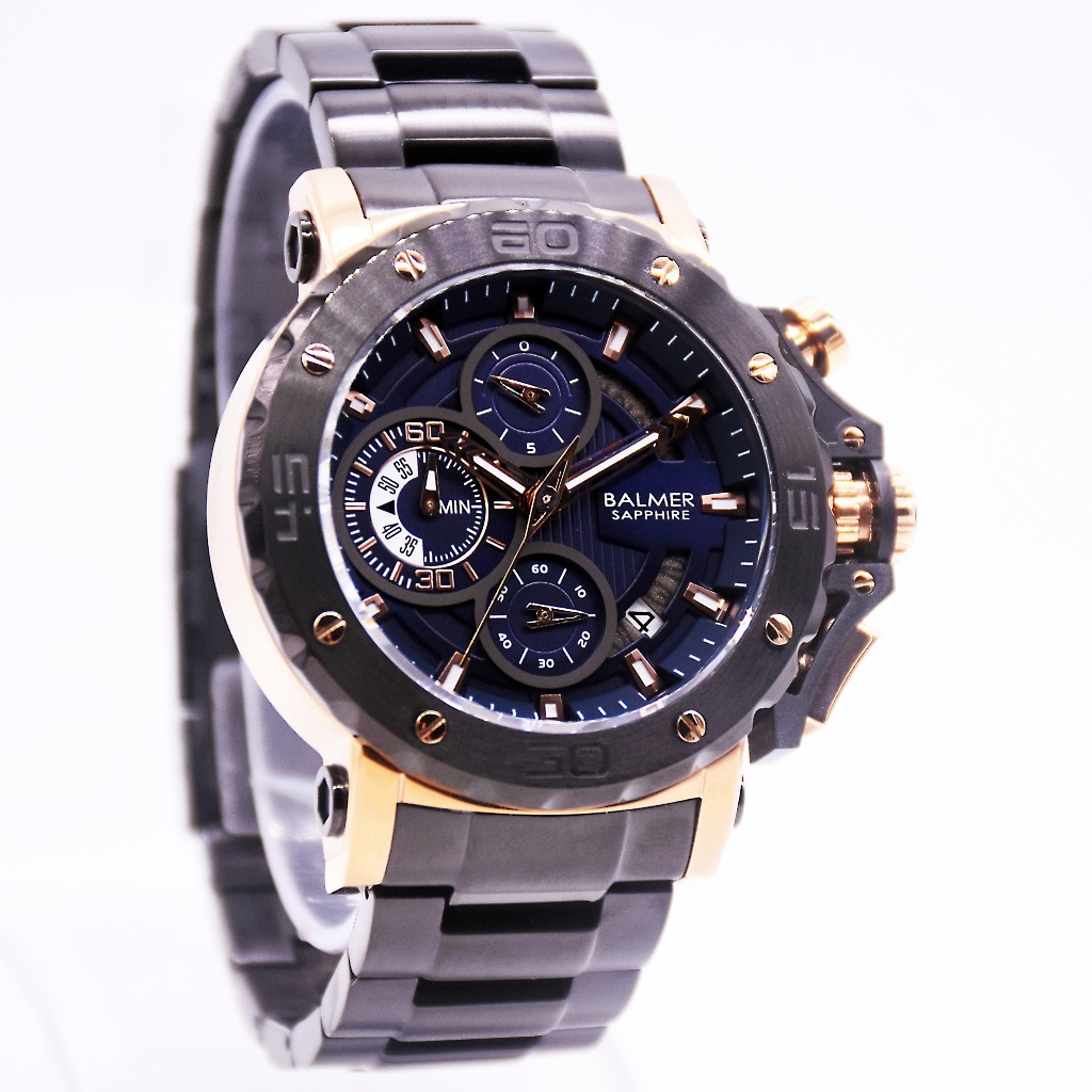BALMER Jam Tangan Pria Analog B-7975MBR Black Rosegold- STAINLESS STEEL