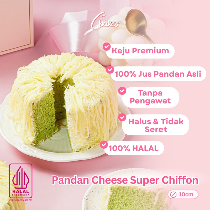 C BAKES – Kue Bolu Chiffon Pandan Keju HALAL - Super Chiffon Cake Pandan Cheese